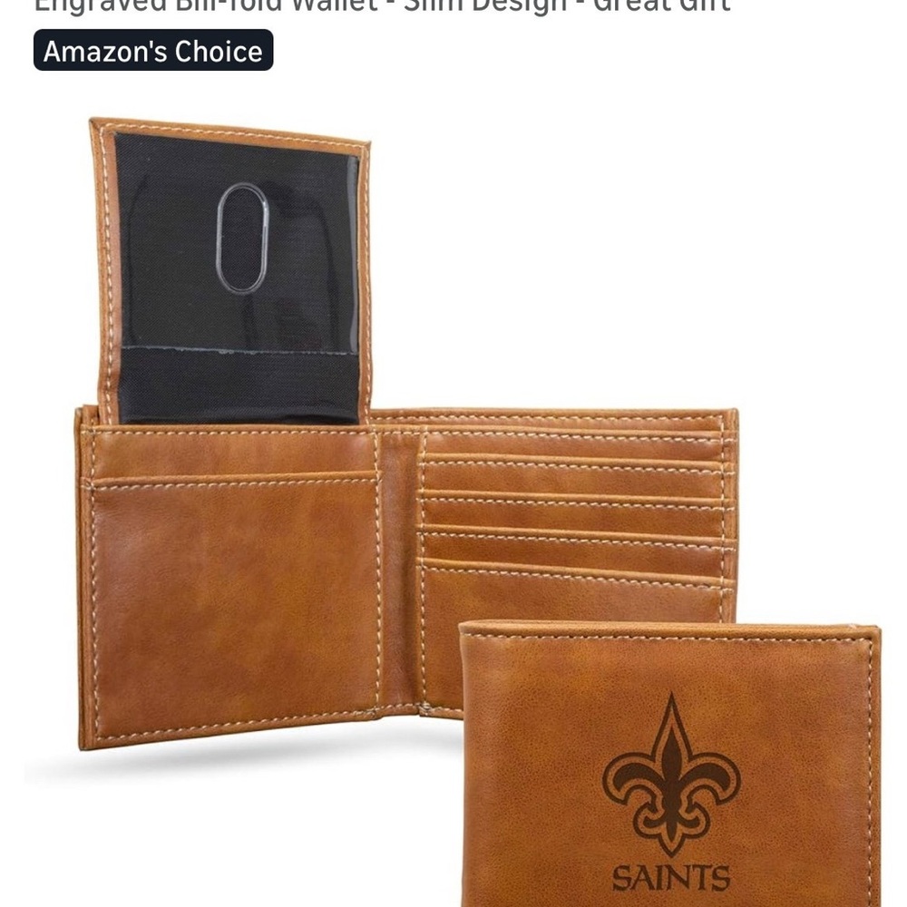 New NFL Wallet New Orleans Saints Football Bi Fold Wallet Dark Blown .